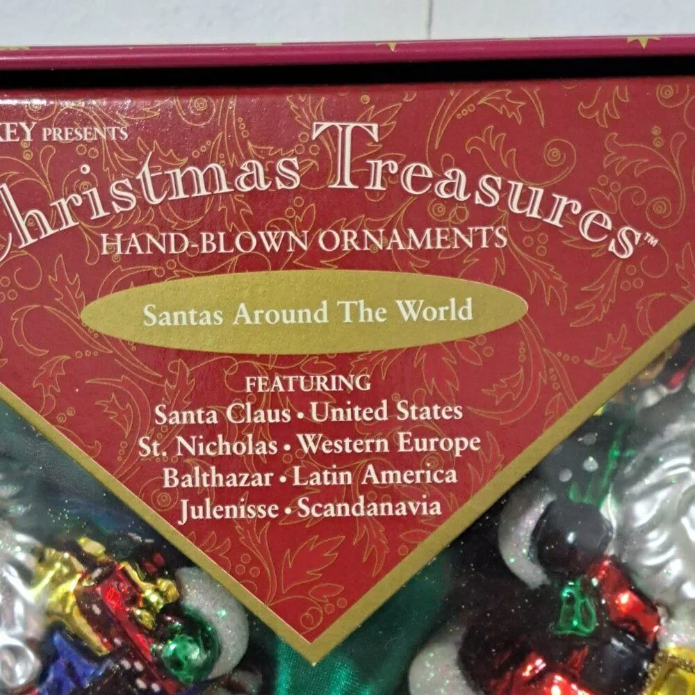 The Brass Key Christmas Treasures Santas Around the World Hand Blown Ornaments